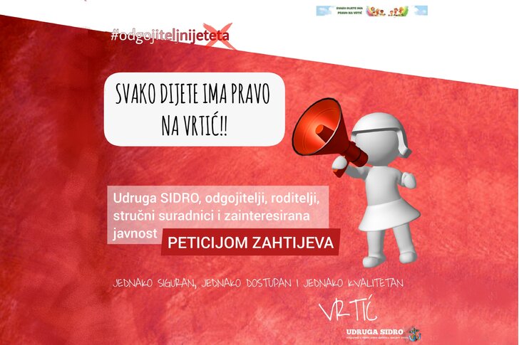 PETICIJA ZA JEDNAKO DOSTUPAN, SIGURAN I KVALITETAN VRTIĆ SVAKOM DJETETU U HRVATSKOJ