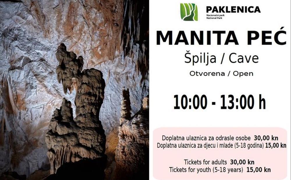 NE ŽELITE LEŽATI NA PLAŽI....Posjetite špilju Manita peć u NP Paklenica svaki dan od 1.7 do 30.9