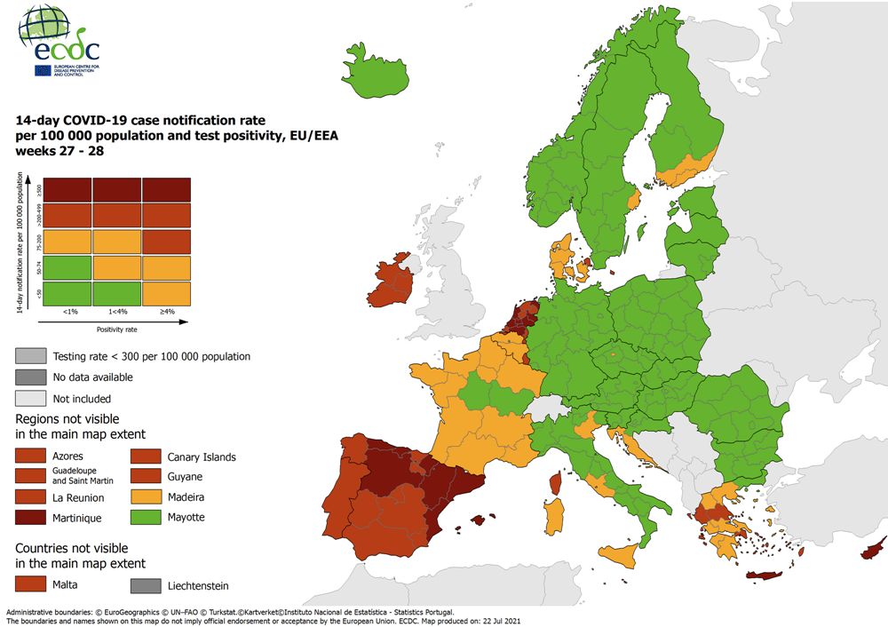 NOVA KORONAKARTA EU Hrvatska obala i dalje narančasta