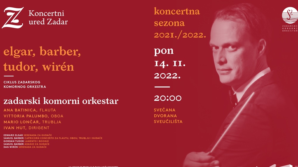 ZADARSKI KOMORNI ORKESTAR  U ponedjeljak 14. veljače uživajte u koncertu troje solista - flautisticu Anu Batinicu, oboisticu Vittoriu Palumbo i trubača Marija Lončara