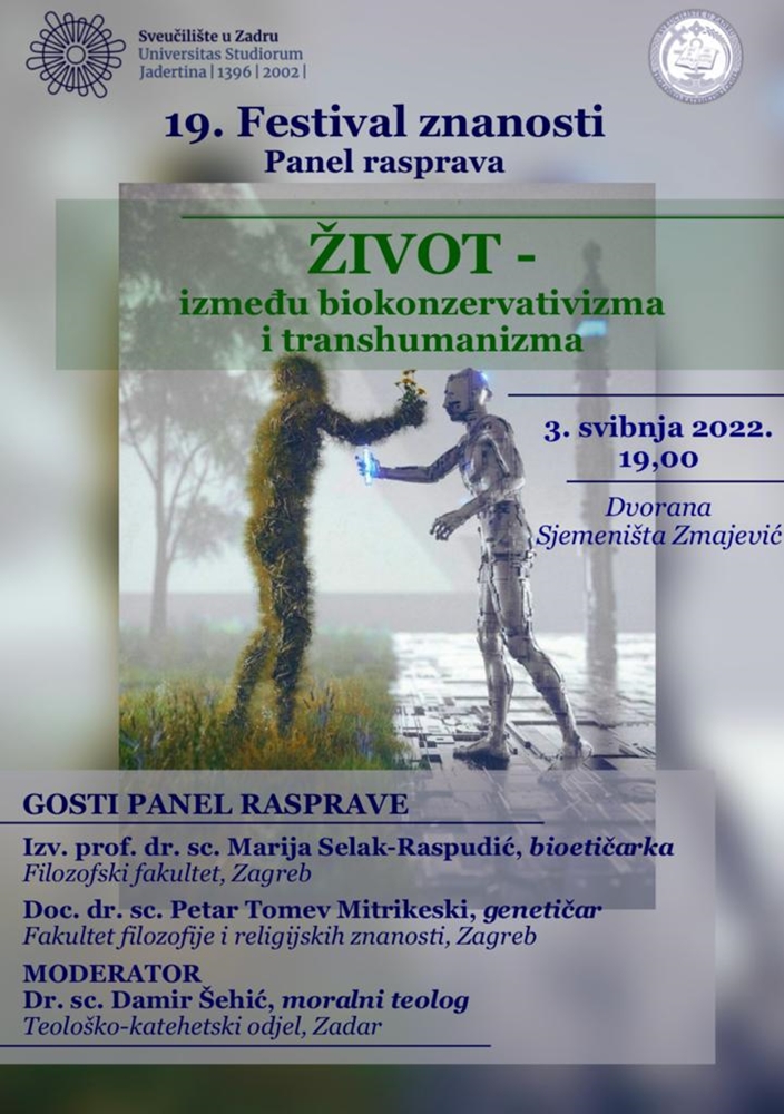 FESTIVAL ZNANOSTI Na programu panel rasprava "Život - između bioknzervativizma i transhumanizma"
