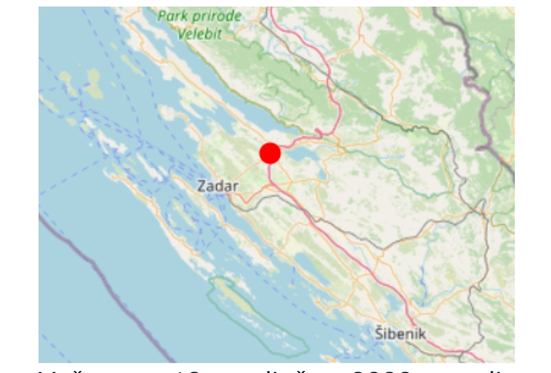 Slab potres s epicentrom kod Posedarja