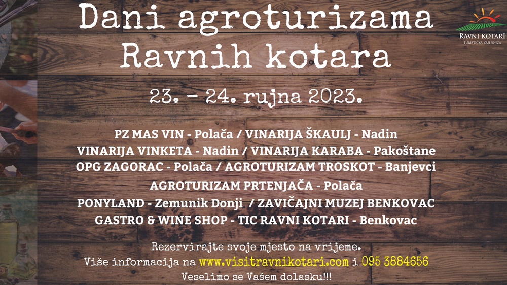 TZ RAVNI KOTARI Ovaj vikend dođite u Ravne kotare na Dane agroturizma
