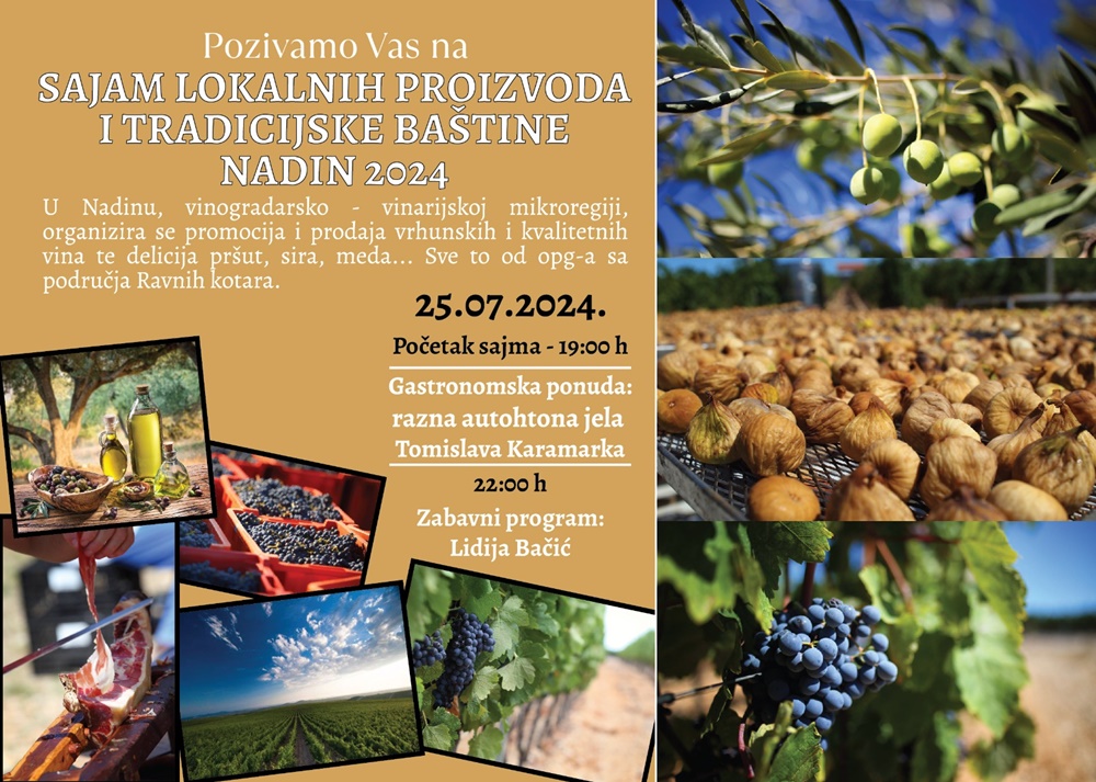 TZ RAVNI KOTARI Dođite na "Sajam lokalnih proizvoda i tradicijske baštine Nadin 2024"