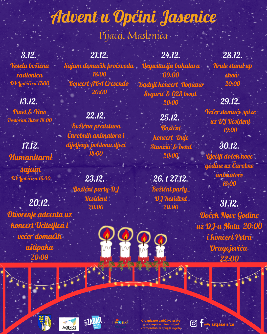 ADVENT U MASLENICI 2025. Glazbeni spektakli, domaća spiza i blagdanski događaji tijekom cijelog prosinca